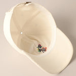 Watercolor Flower Embroidered Corduroy Cap