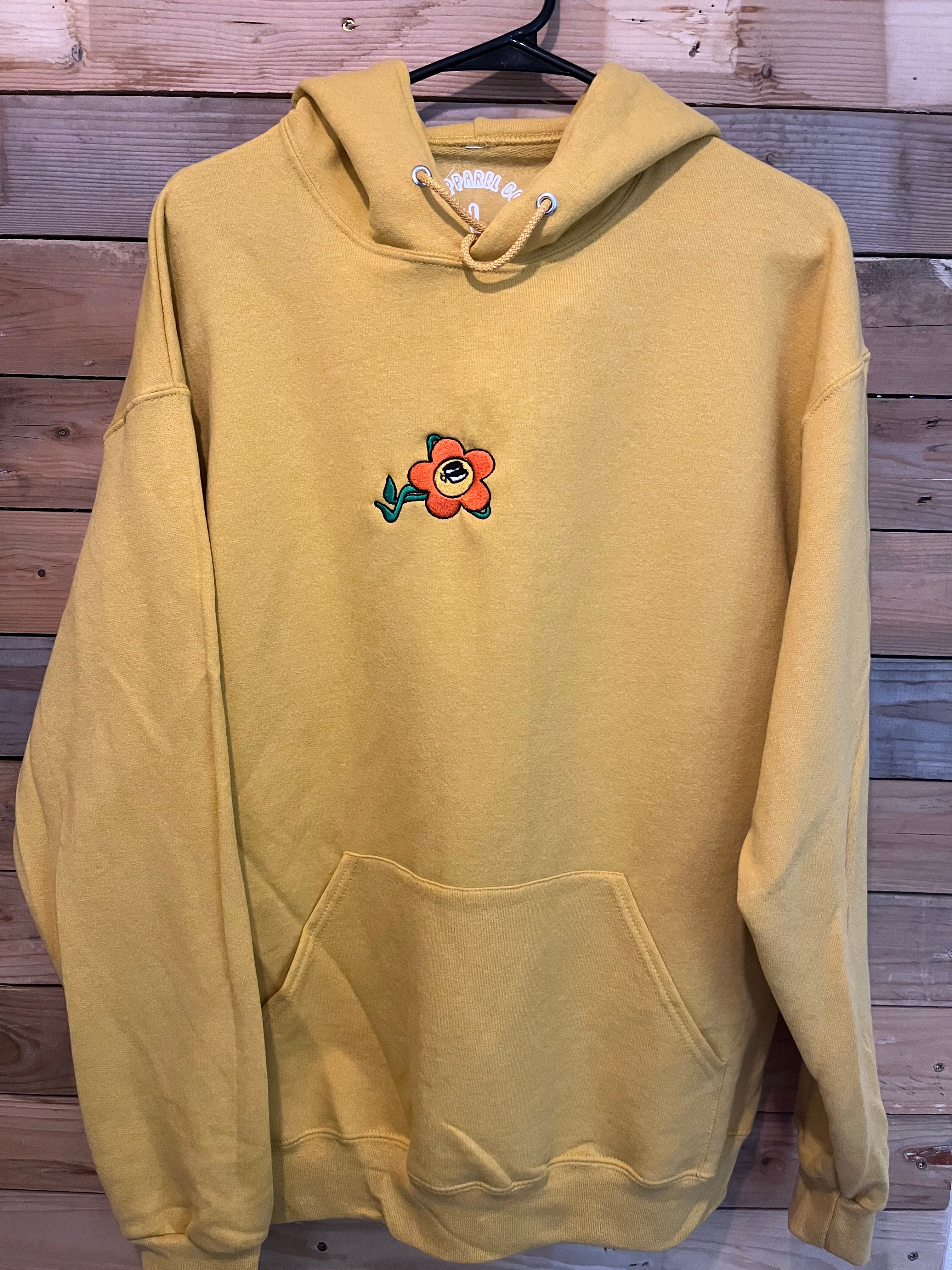 Happy Flower Yellow Embroidered Hoodie