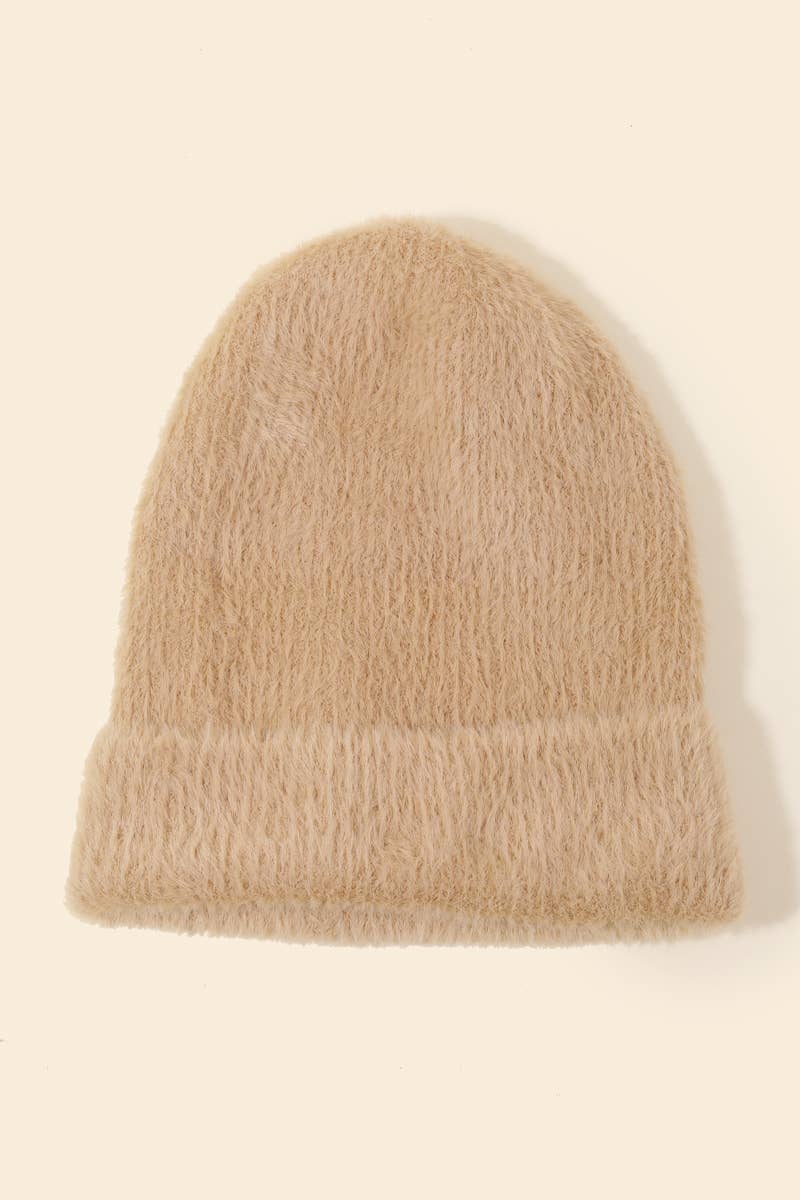 Assorted Color Fuzzy Ribbed Beanie