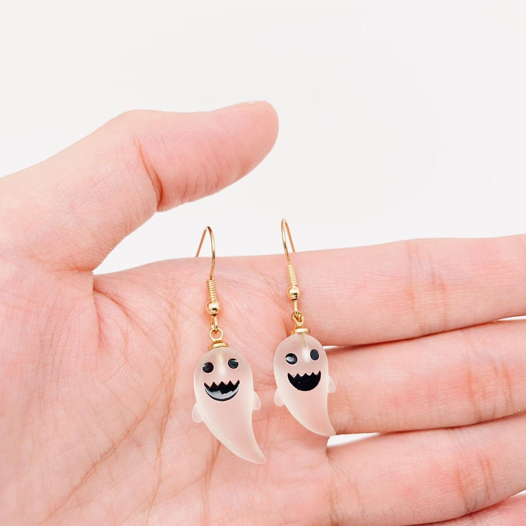 Halloween Resin Ghost Pendant Earrings