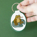 Frog Embroidered Keychain | toad, lily pad, nature, cute