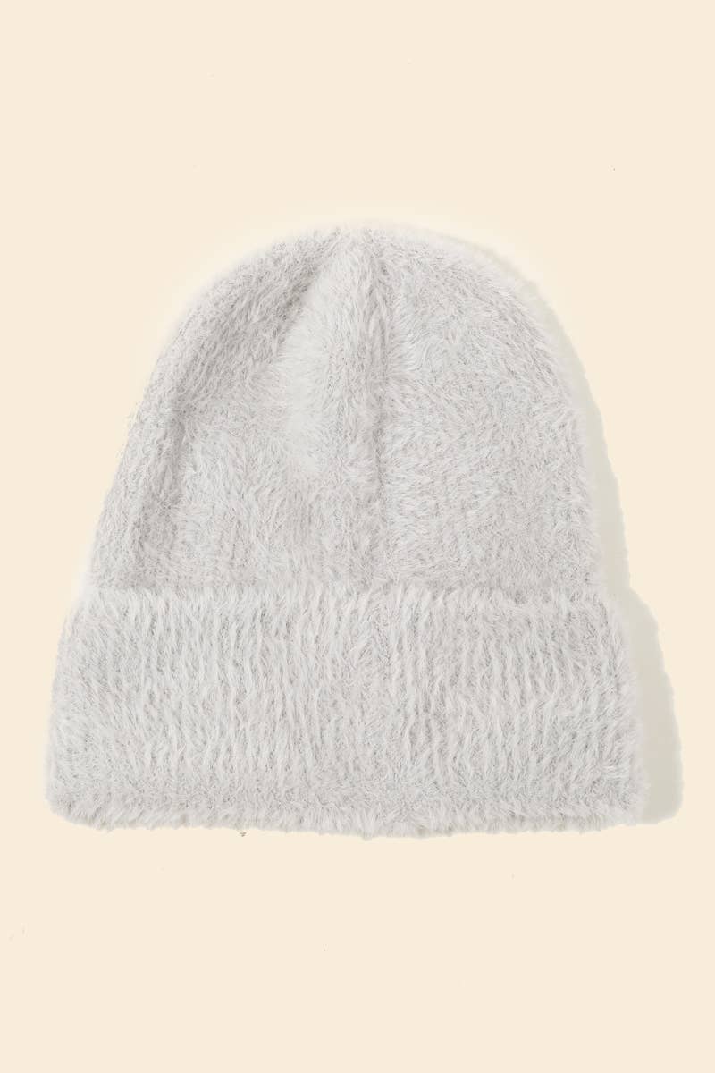 Assorted Color Fuzzy Ribbed Beanie