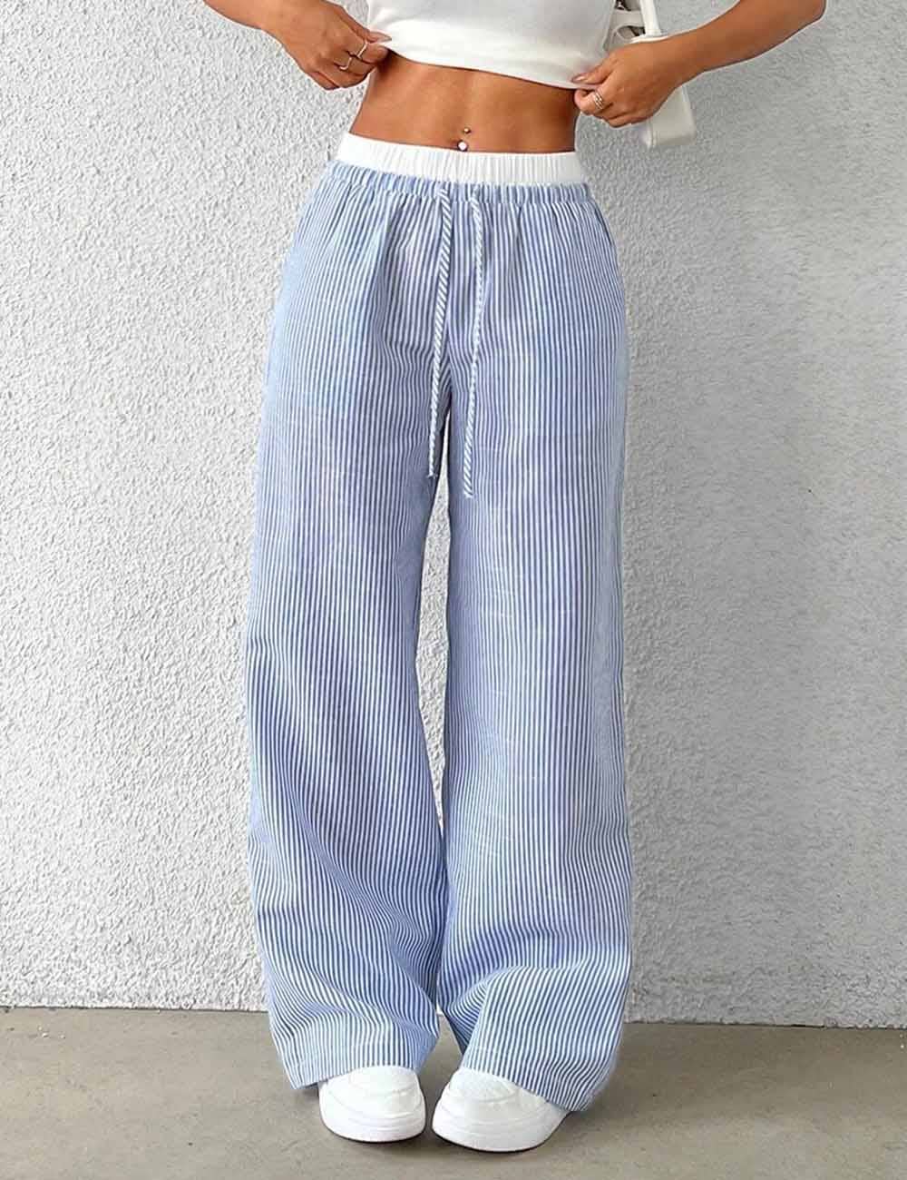 Trendy Striped  Loose Wide-Leg Pants DP25F546