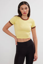 Women's Blank Cropped T-Shirt Two Tone Basic Crop Top Blank