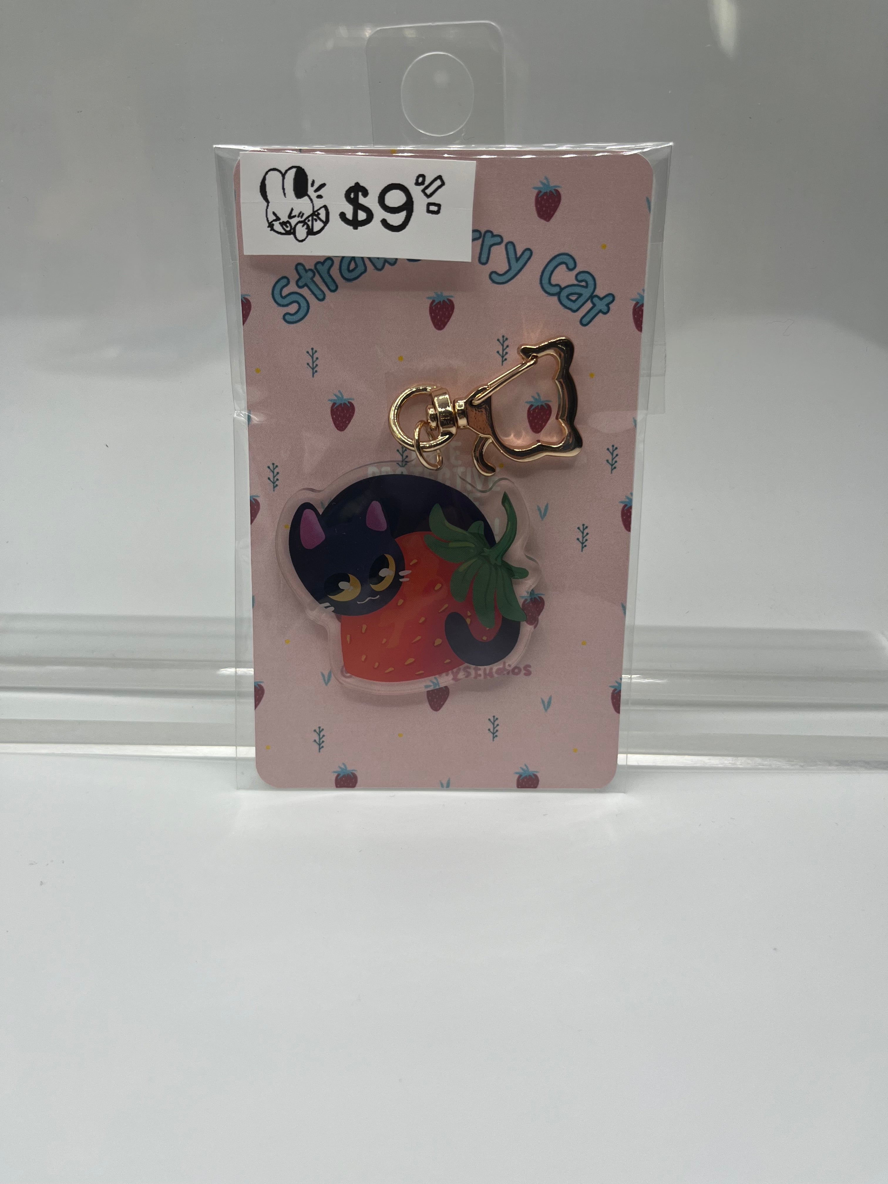 Sour Bunny Studios - Strawberry Cat Keychain