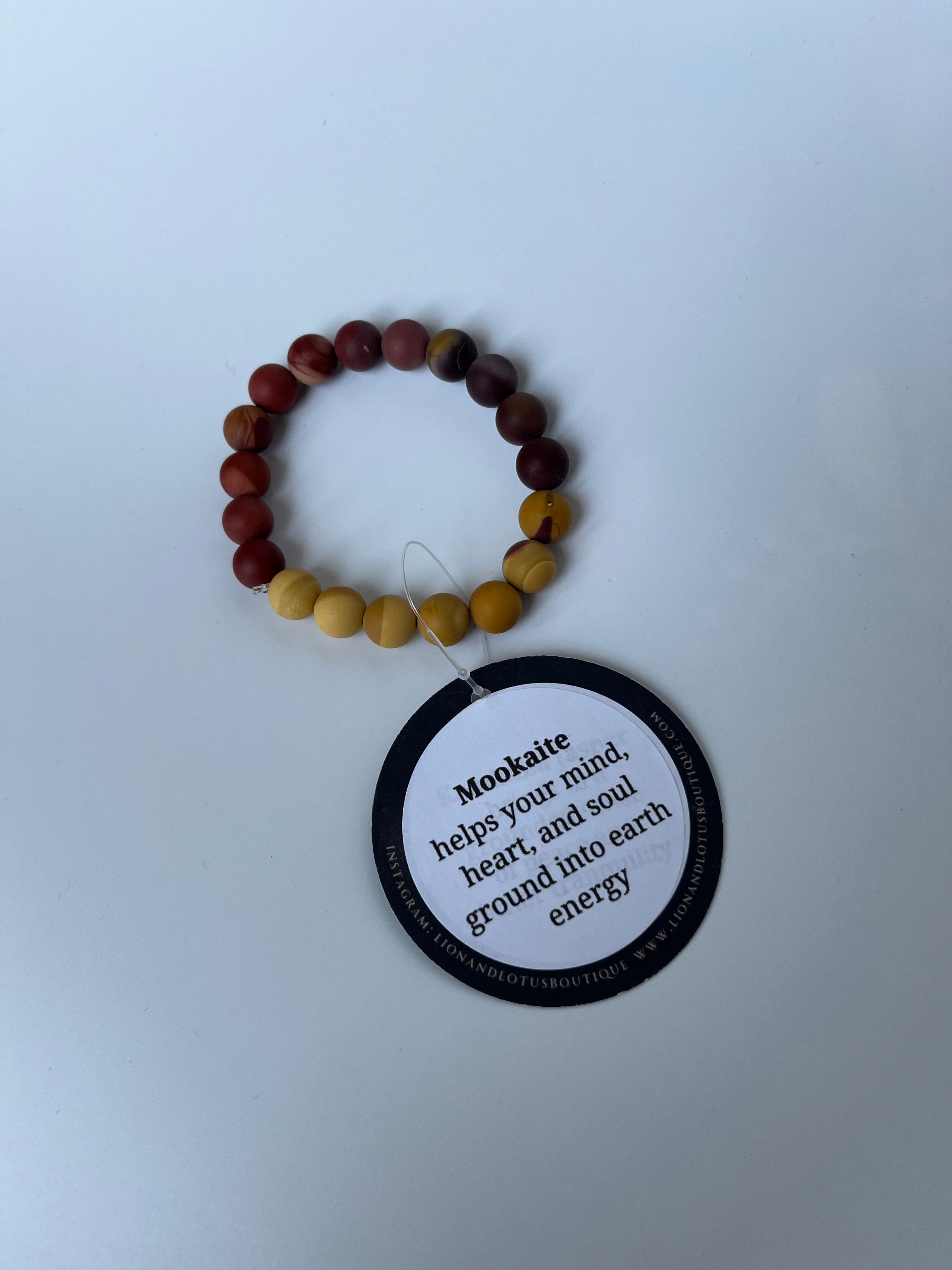 Lion and Lotus Intentional Gemstone Jewelry - Mookaite Bracelet