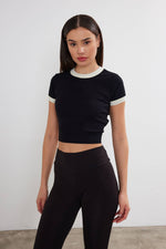 Women's Blank Cropped T-Shirt Two Tone Basic Crop Top Blank