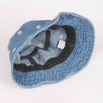 Denim Flower Embloidery Bucket Hat