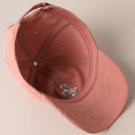 Watercolor Flower Embroidered Corduroy Cap