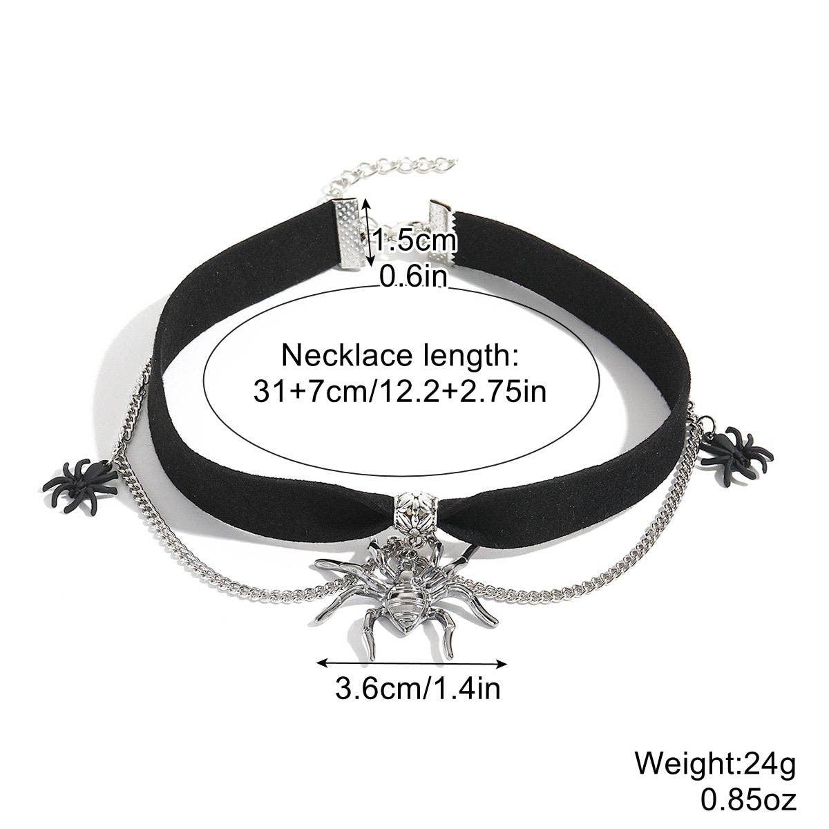 Halloween Gothic Spider Pendant Choker Necklace