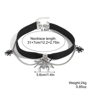 Halloween Gothic Spider Pendant Choker Necklace