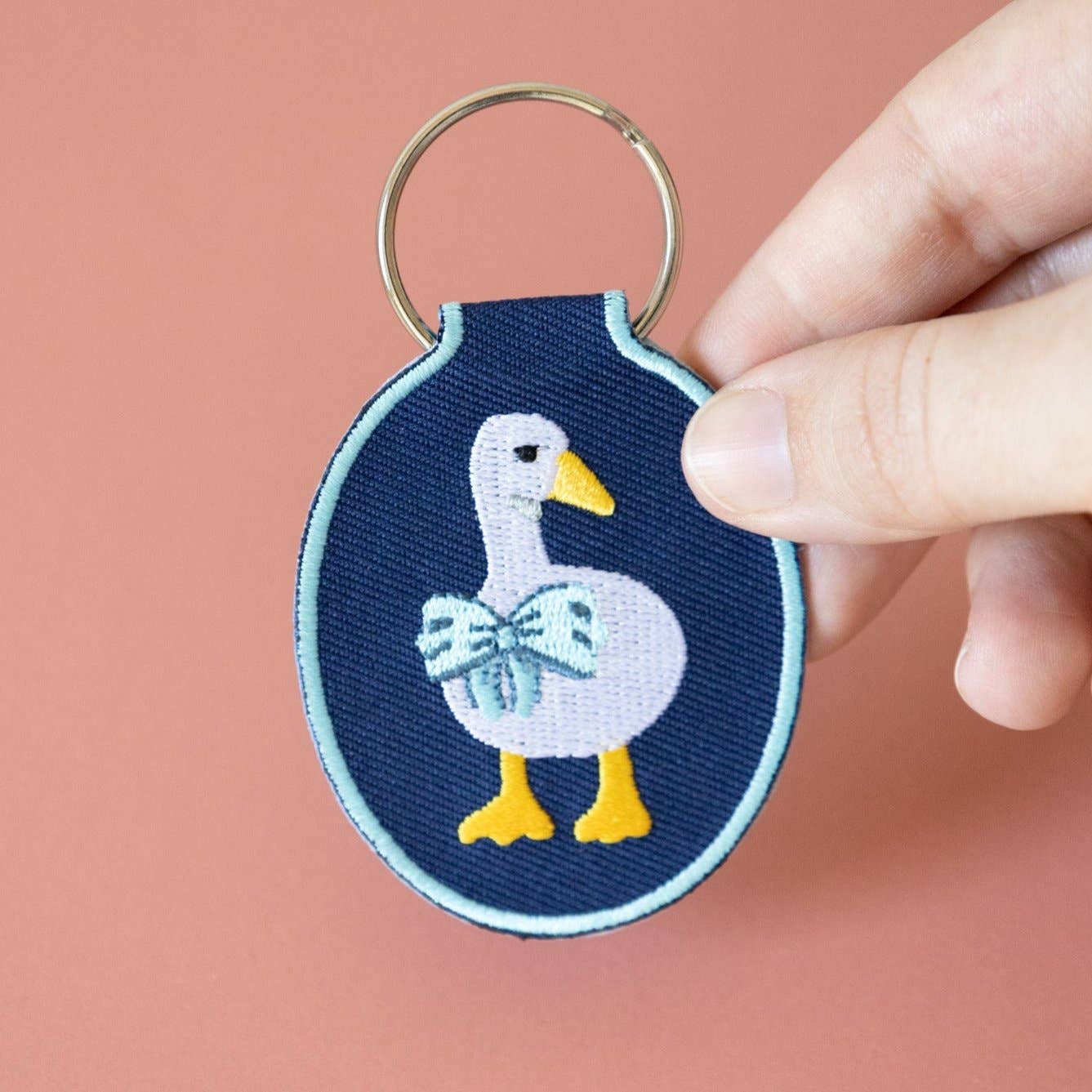 Duck Embroidered Keychain | lucky duck, silly goose
