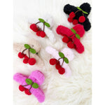 Cherry Detail Faux Fur Plush Jaw Clip