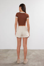 Women's Blank Cropped T-Shirt Two Tone Basic Crop Top Blank