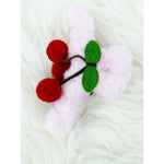 Cherry Detail Faux Fur Plush Jaw Clip