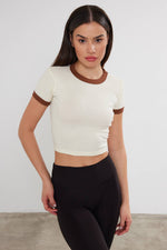 Women's Blank Cropped T-Shirt Two Tone Basic Crop Top Blank