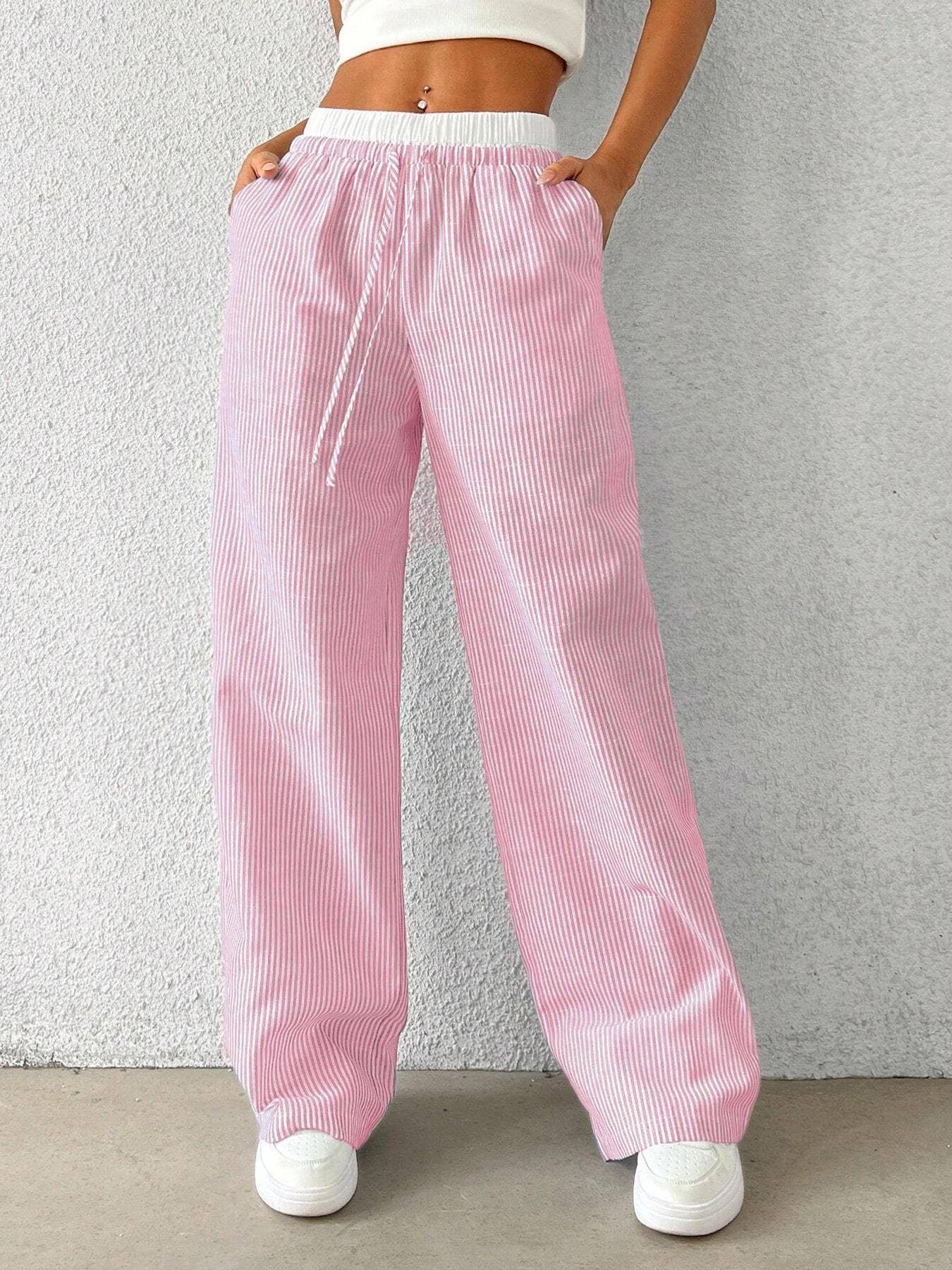 Trendy Striped  Loose Wide-Leg Pants DP25F546