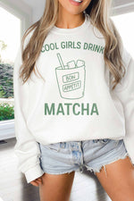 Cool Girls Drink Matcha Oversized Graphic Sweatshirt
