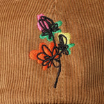 Watercolor Flower Embroidered Corduroy Cap