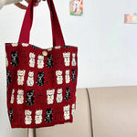 Cosbai - Lucky Cat Print Lunch Bag Handbag