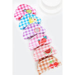 Checkered Fruit Print Curved Claw Clip