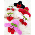 Cherry Detail Faux Fur Plush Jaw Clip
