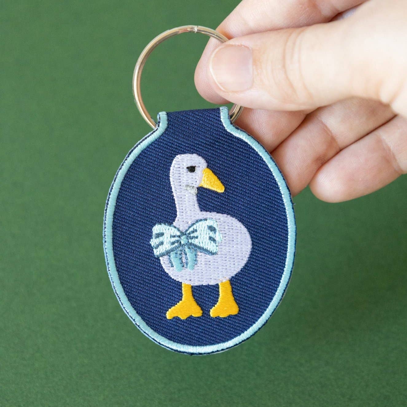 Duck Embroidered Keychain | lucky duck, silly goose