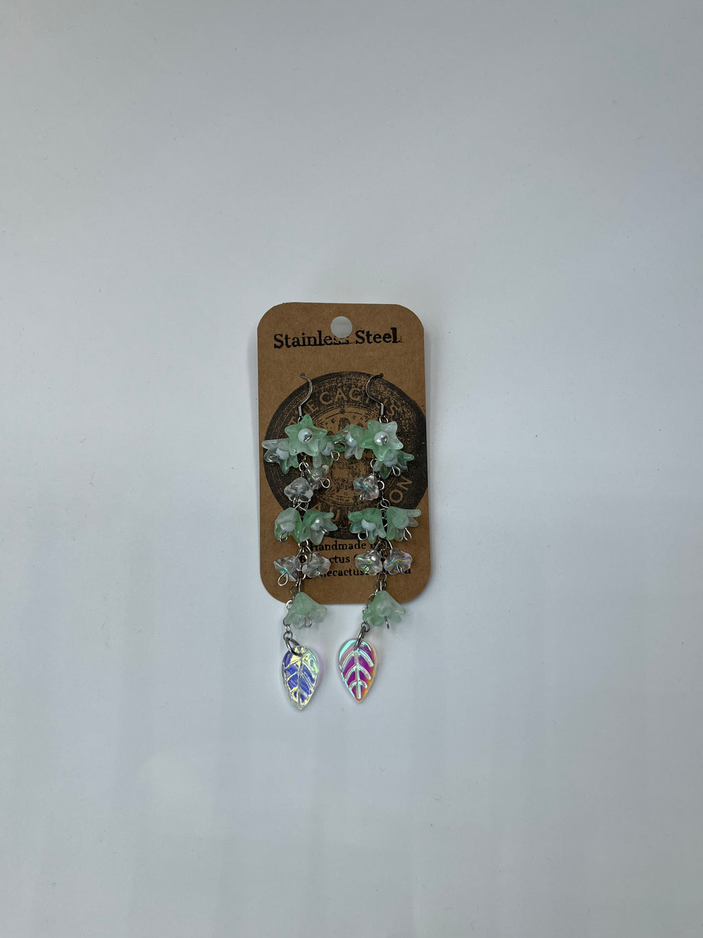 Cactus Cauldron Earrings - Floral Green