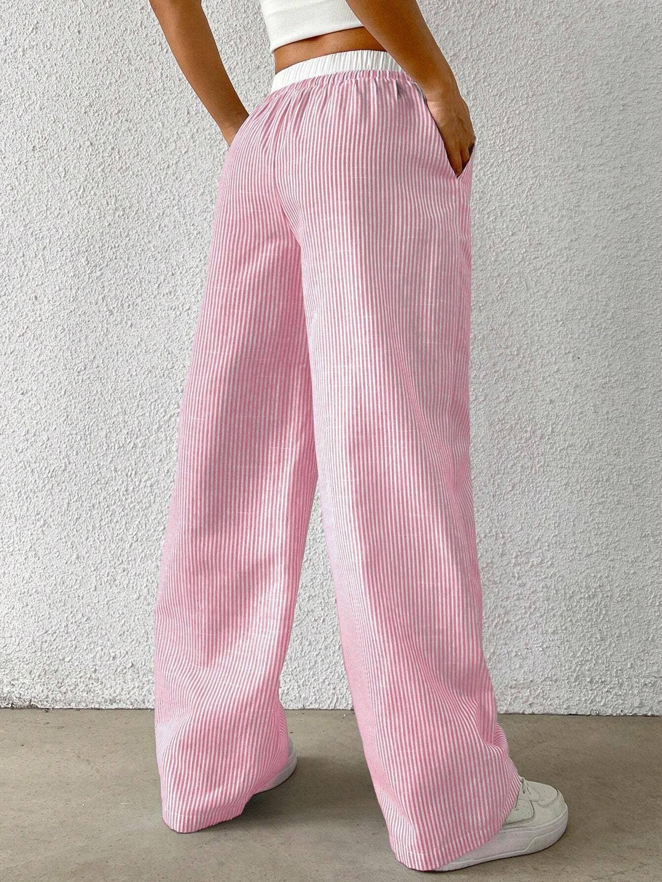 Trendy Striped  Loose Wide-Leg Pants DP25F546