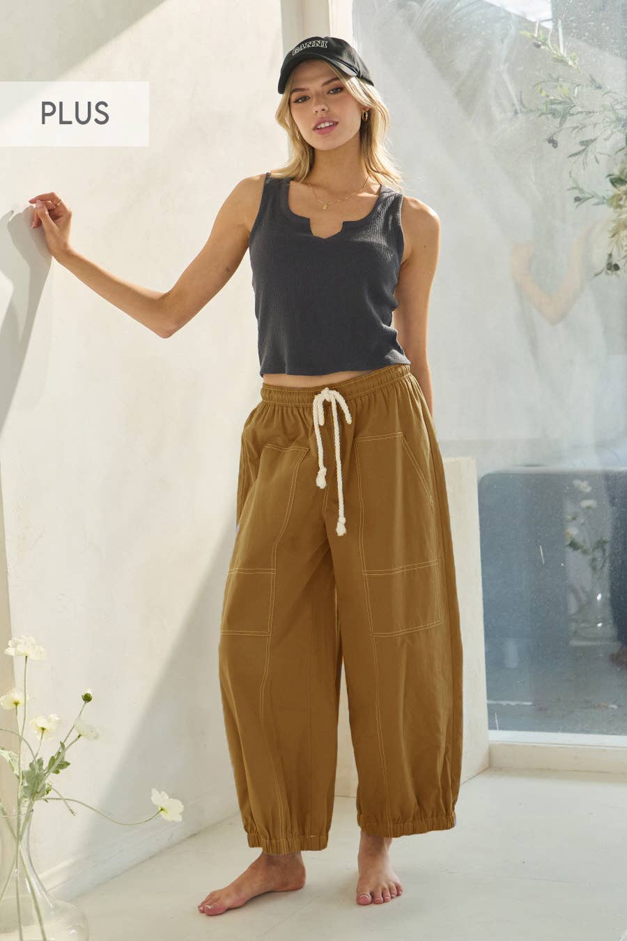 Plus Balloon Shaped Cotton Pants