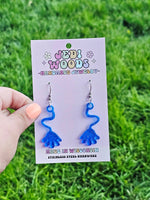 Blue Slappy Hand Earrings - Retro Nostalgic Jewelry