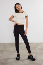 Women's Blank Cropped T-Shirt Two Tone Basic Crop Top Blank