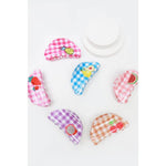 Checkered Fruit Print Curved Claw Clip