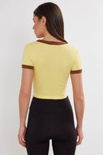 Women's Blank Cropped T-Shirt Two Tone Basic Crop Top Blank