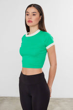 Women's Blank Cropped T-Shirt Two Tone Basic Crop Top Blank