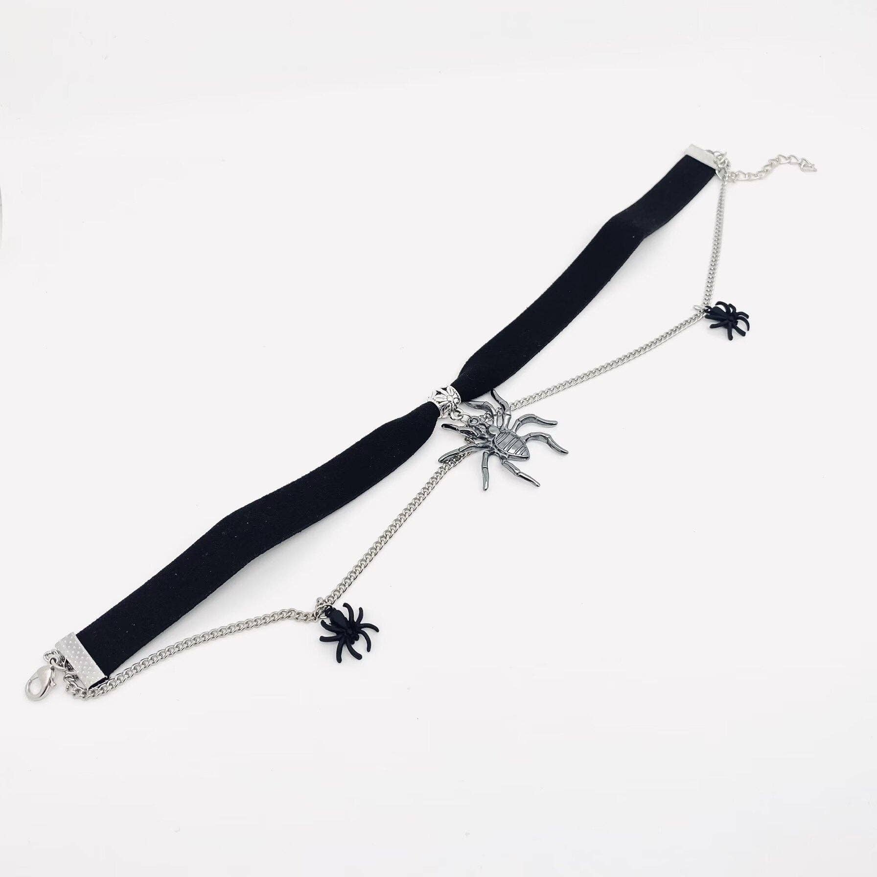 Halloween Gothic Spider Pendant Choker Necklace