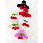 Cherry Detail Faux Fur Plush Jaw Clip