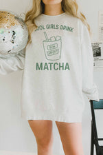 Cool Girls Drink Matcha Oversized Graphic Sweatshirt