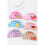 Checkered Fruit Print Curved Claw Clip