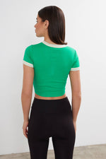 Women's Blank Cropped T-Shirt Two Tone Basic Crop Top Blank