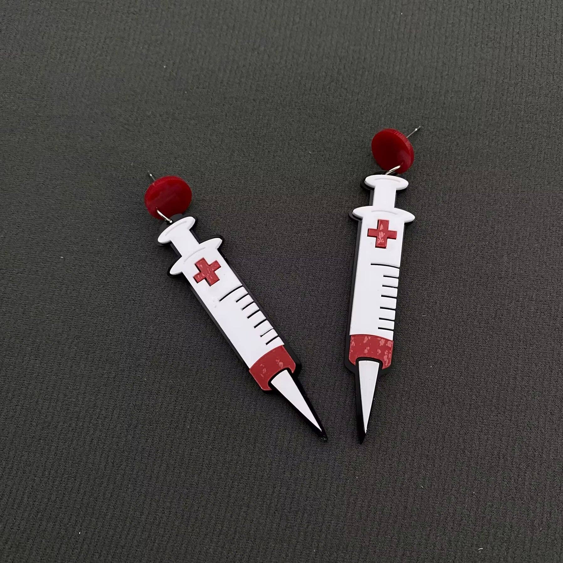 Halloween Acrylic Syringe Dangle Earrings
