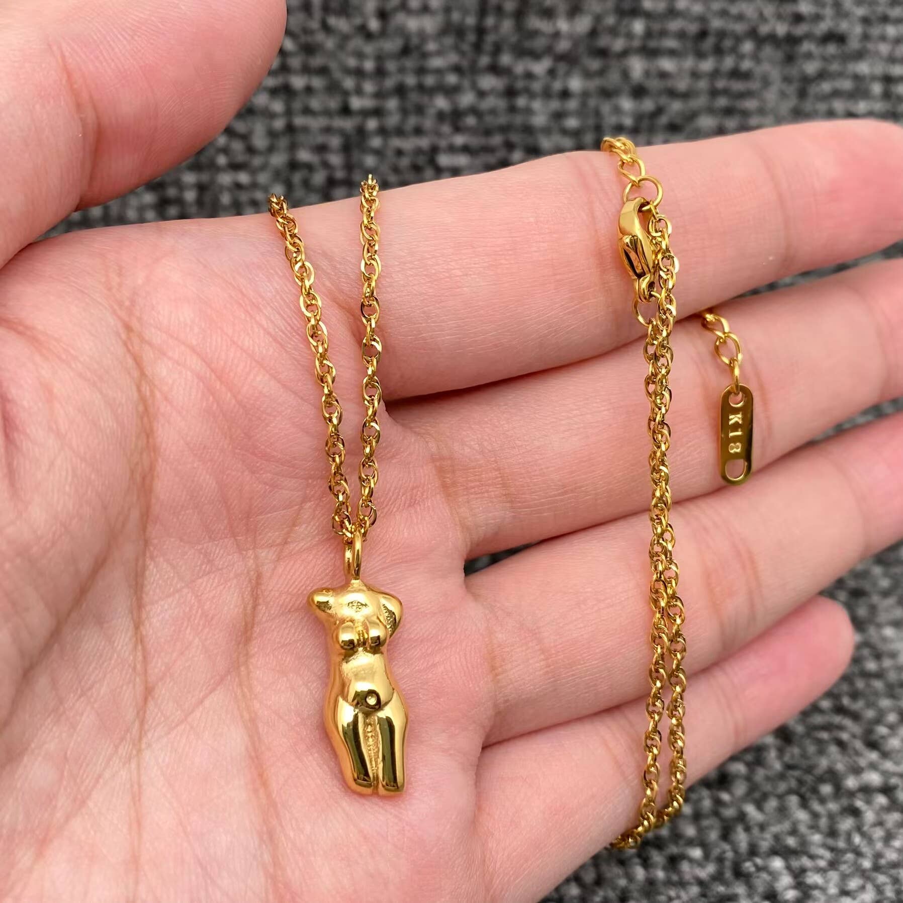 Abstract Beauty Body Charm 18K Gold Plated SS Necklace - FGS
