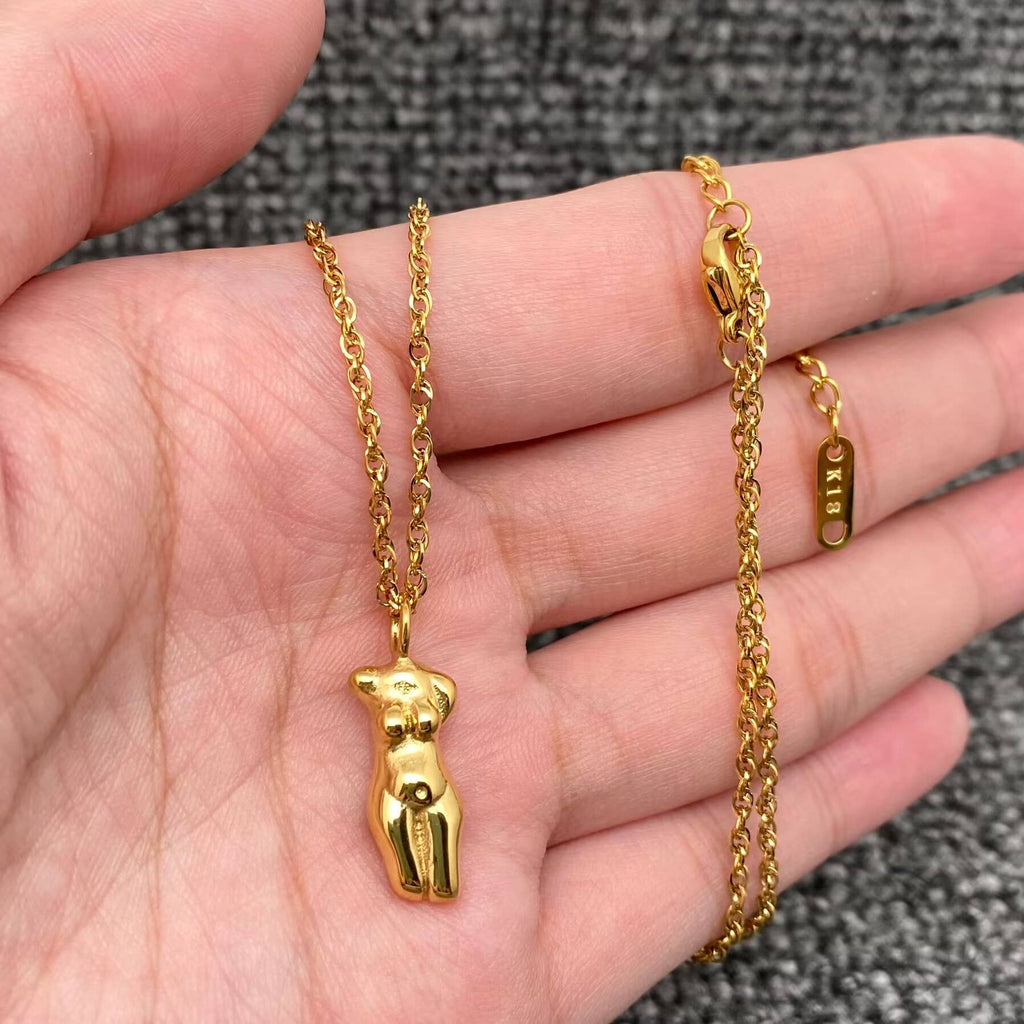 Abstract Beauty Body Charm 18K Gold Plated SS Necklace - FGS