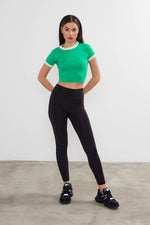 Women's Blank Cropped T-Shirt Two Tone Basic Crop Top Blank