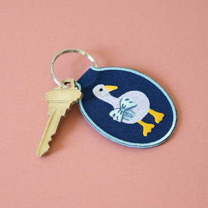 Duck Embroidered Keychain | lucky duck, silly goose