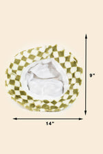 Checkered Print Fur Bucket Hat