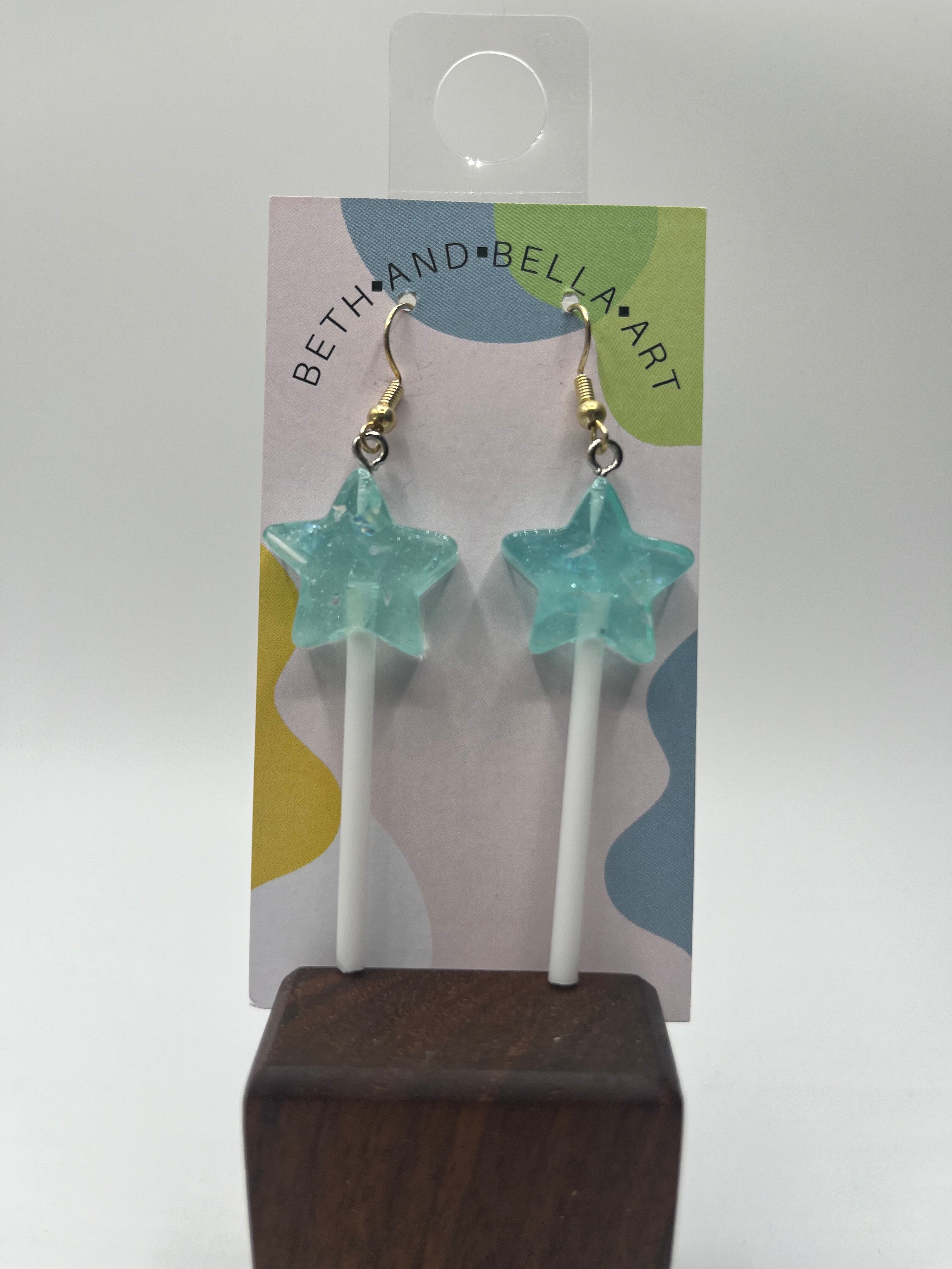 Beth and Bella Art Earrings - Lollipop Stars