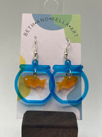 Beth and Bella Art Earrings - Goldfish Bowl