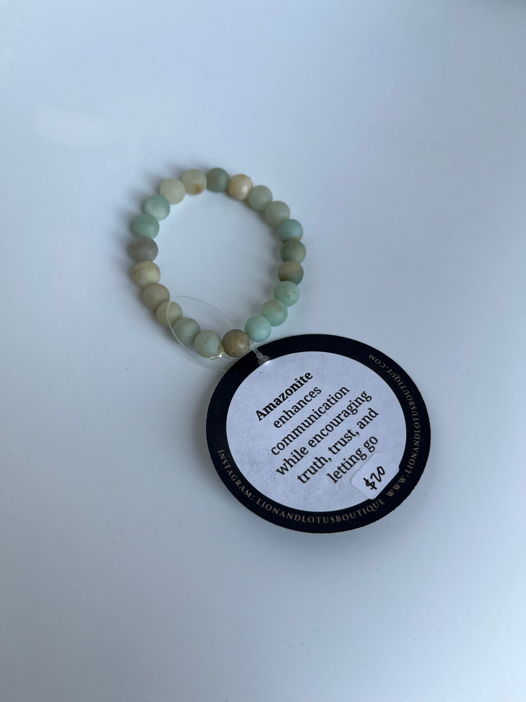 Lion and Lotus Intentional Gemstone Jewelry - Amazonite Bracelet