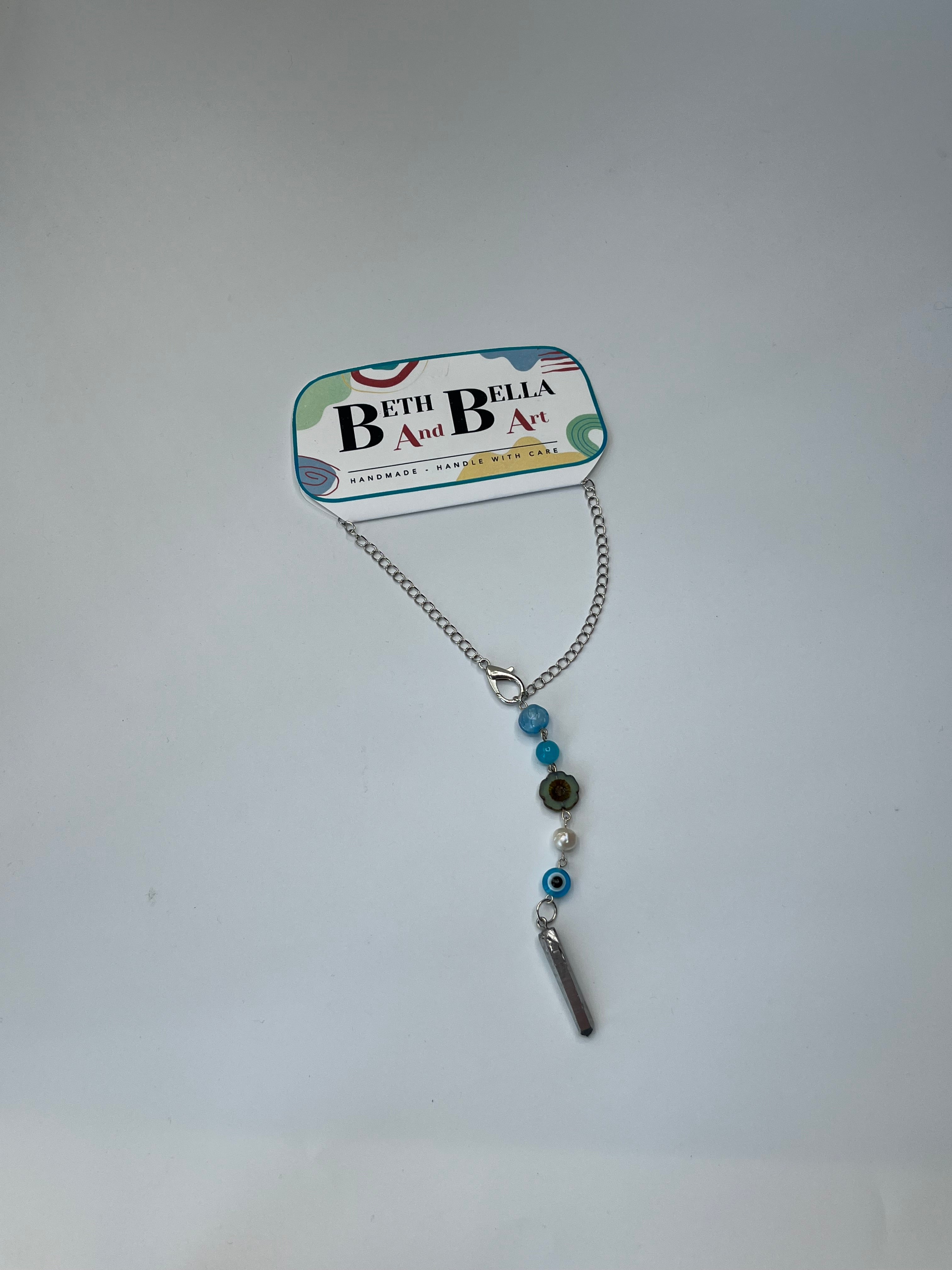 Beth and Bella Art Car Charm - Blue Flower